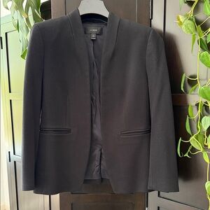 J. Crew Black Collarless Open-Front Blazer
